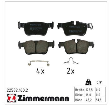Sada brzdových destiček, kotoučová brzda ZIMMERMANN 22582.160.2