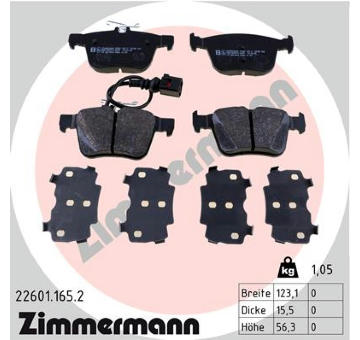 Sada brzdových destiček, kotoučová brzda ZIMMERMANN 22601.165.2