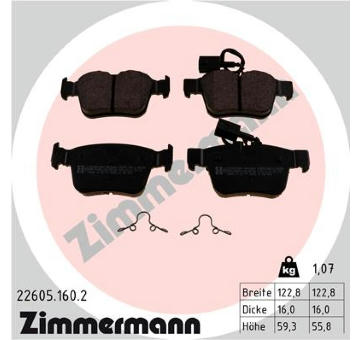 Sada brzdových destiček, kotoučová brzda ZIMMERMANN 22605.160.2