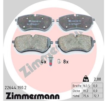 Sada brzdových destiček, kotoučová brzda ZIMMERMANN 22644.190.2