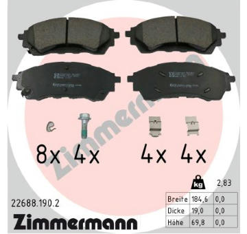 Sada brzdových destiček, kotoučová brzda ZIMMERMANN 22688.190.2