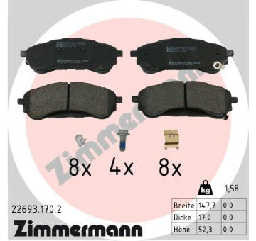Sada brzdových destiček, kotoučová brzda ZIMMERMANN 22693.170.2