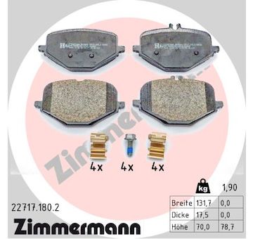 Sada brzdových destiček, kotoučová brzda ZIMMERMANN 22717.180.2