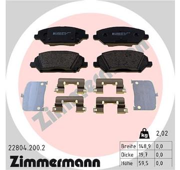 Sada brzdových destiček, kotoučová brzda ZIMMERMANN 22804.200.2