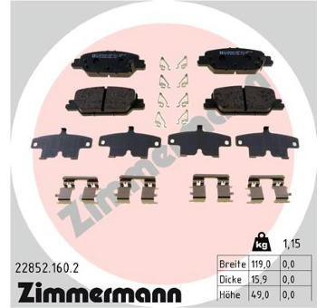 Sada brzdových destiček, kotoučová brzda ZIMMERMANN 22852.160.2