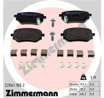 Sada brzdových destiček, kotoučová brzda ZIMMERMANN 22861.180.2