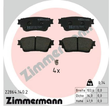 Sada brzdových destiček, kotoučová brzda ZIMMERMANN 22864.140.2