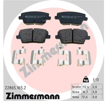 Sada brzdových destiček, kotoučová brzda ZIMMERMANN 22865.165.2