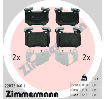 Sada brzdových destiček, kotoučová brzda ZIMMERMANN 22873.160.1