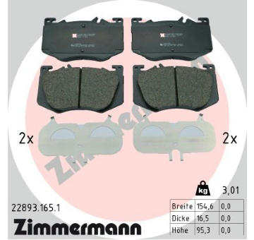 Sada brzdových destiček, kotoučová brzda ZIMMERMANN 22893.165.1