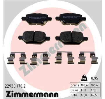 Sada brzdových destiček, kotoučová brzda ZIMMERMANN 22930.170.2