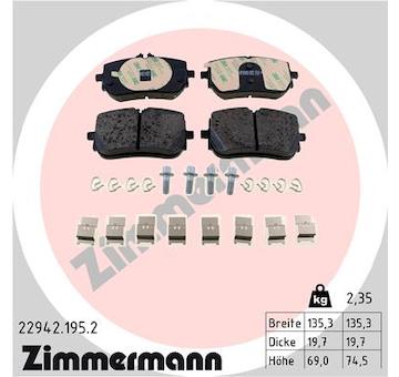 Sada brzdových destiček, kotoučová brzda ZIMMERMANN 22942.195.2