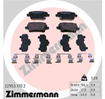 Sada brzdových destiček, kotoučová brzda ZIMMERMANN 22953.170.2