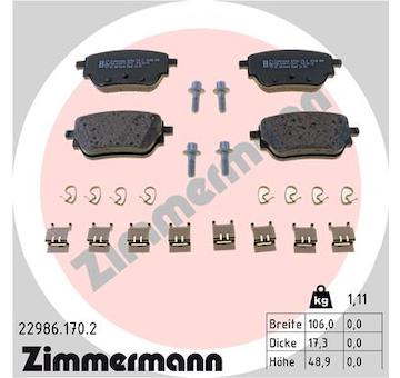 Sada brzdových destiček, kotoučová brzda ZIMMERMANN 22986.170.2