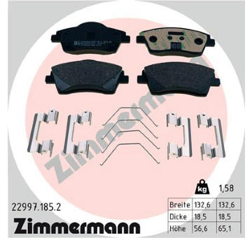 Sada brzdových destiček, kotoučová brzda ZIMMERMANN 22997.185.2