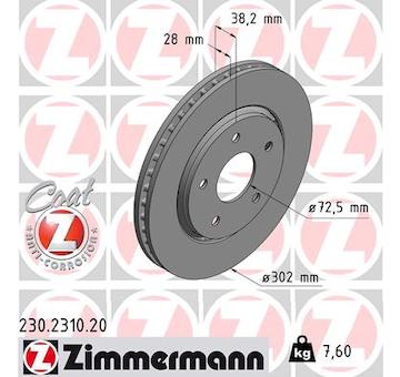 Brzdový kotouč ZIMMERMANN 230.2310.20