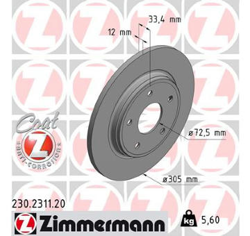 Brzdový kotouč ZIMMERMANN 230.2311.20