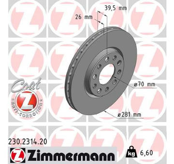 Brzdový kotouč ZIMMERMANN 230.2314.20