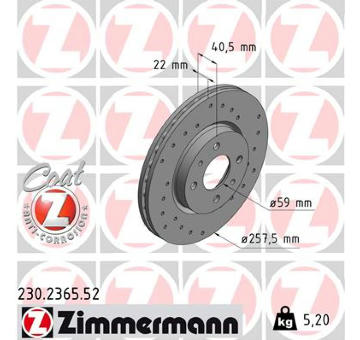 Brzdový kotouč ZIMMERMANN 230.2365.52