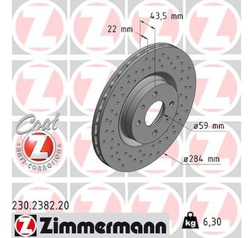 Brzdový kotúč ZIMMERMANN 230.2382.20