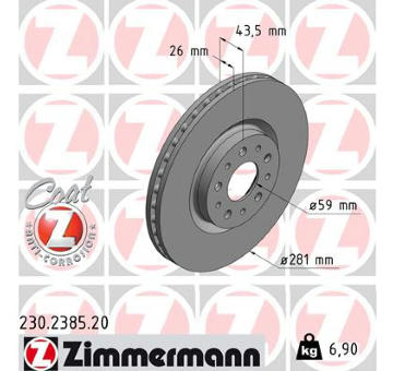 Brzdový kotouč ZIMMERMANN 230.2385.20