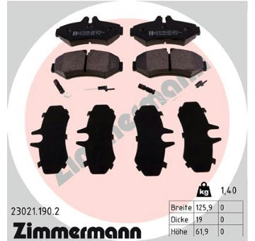 Sada brzdových destiček, kotoučová brzda ZIMMERMANN 23021.190.2