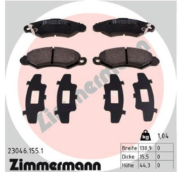 Sada brzdových destiček, kotoučová brzda ZIMMERMANN 23046.155.1