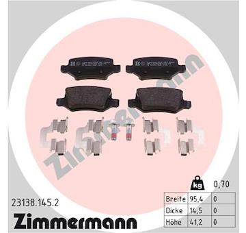 Sada brzdových destiček, kotoučová brzda ZIMMERMANN 23138.145.2