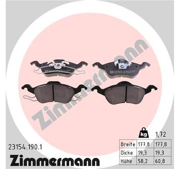 Sada brzdových destiček, kotoučová brzda ZIMMERMANN 23154.190.1