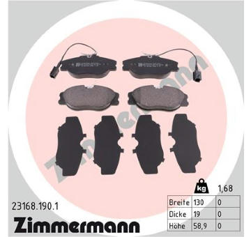 Sada brzdových destiček, kotoučová brzda ZIMMERMANN 23168.190.1