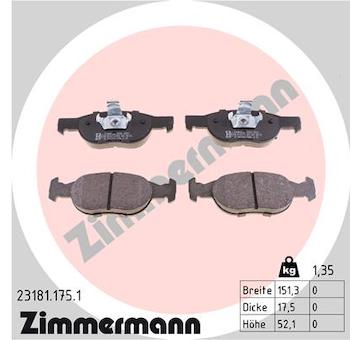 Sada brzdových destiček, kotoučová brzda ZIMMERMANN 23181.175.1