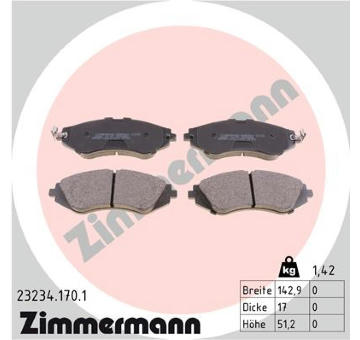 Sada brzdových destiček, kotoučová brzda ZIMMERMANN 23234.170.1