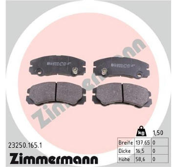 Sada brzdových destiček, kotoučová brzda ZIMMERMANN 23250.165.1