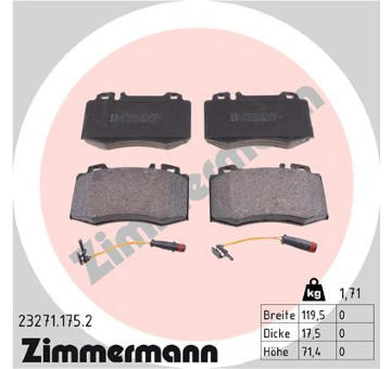 Sada brzdových destiček, kotoučová brzda ZIMMERMANN 23271.175.2