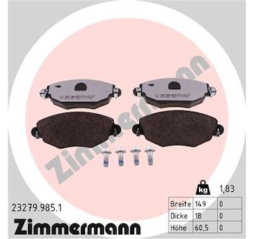 Sada brzdových destiček, kotoučová brzda ZIMMERMANN 23279.985.1