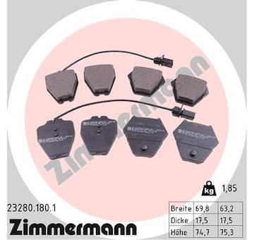 Sada brzdových destiček, kotoučová brzda ZIMMERMANN 23280.180.1