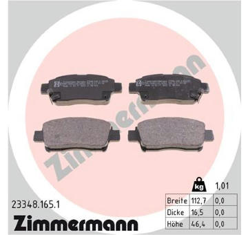 Sada brzdových destiček, kotoučová brzda ZIMMERMANN 23348.165.1