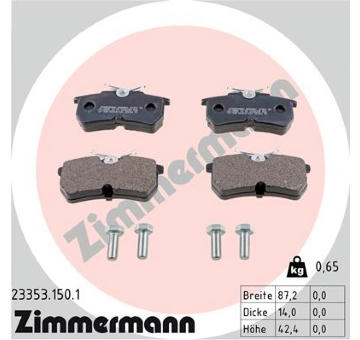 Sada brzdových destiček, kotoučová brzda ZIMMERMANN 23353.150.1