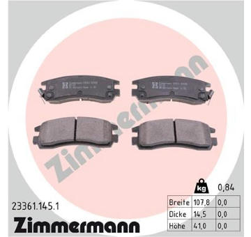 Sada brzdových destiček, kotoučová brzda ZIMMERMANN 23361.145.1