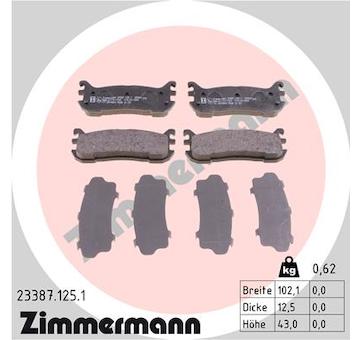 Sada brzdových destiček, kotoučová brzda ZIMMERMANN 23387.125.1