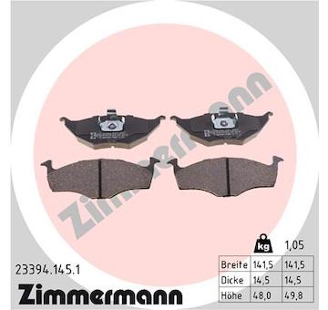 Sada brzdových destiček, kotoučová brzda ZIMMERMANN 23394.145.1