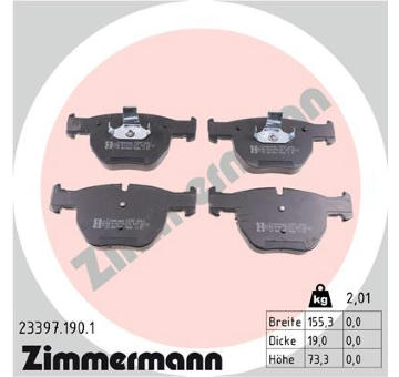 Sada brzdových destiček, kotoučová brzda ZIMMERMANN 23397.190.1