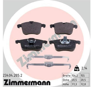 Sada brzdových destiček, kotoučová brzda ZIMMERMANN 23404.205.2