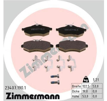 Sada brzdových destiček, kotoučová brzda ZIMMERMANN 23407.190.1