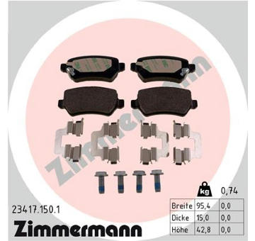 Sada brzdových destiček, kotoučová brzda ZIMMERMANN 23417.150.1