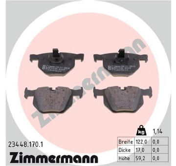 Sada brzdových destiček, kotoučová brzda ZIMMERMANN 23448.170.1