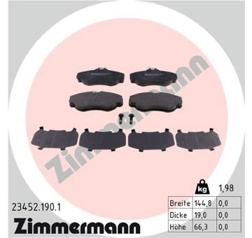 Sada brzdových destiček, kotoučová brzda ZIMMERMANN 23452.190.1