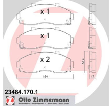 Sada brzdových destiček, kotoučová brzda ZIMMERMANN 23484.170.1