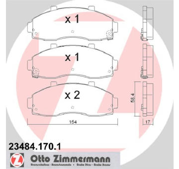 Sada brzdových destiček, kotoučová brzda ZIMMERMANN 23484.170.1