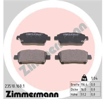 Sada brzdových destiček, kotoučová brzda ZIMMERMANN 23510.160.1